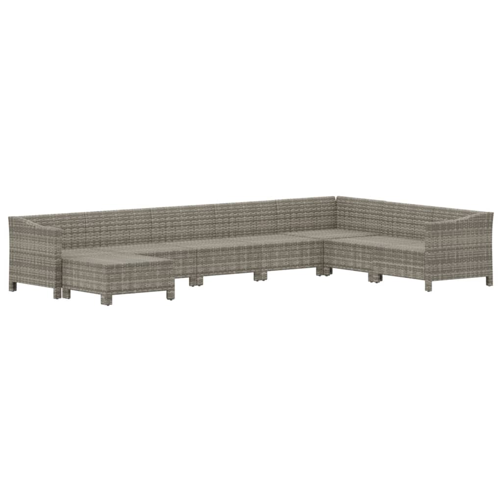 8 Pcs conjunto lounge de jardim c/ almofadões vime PE cinzento