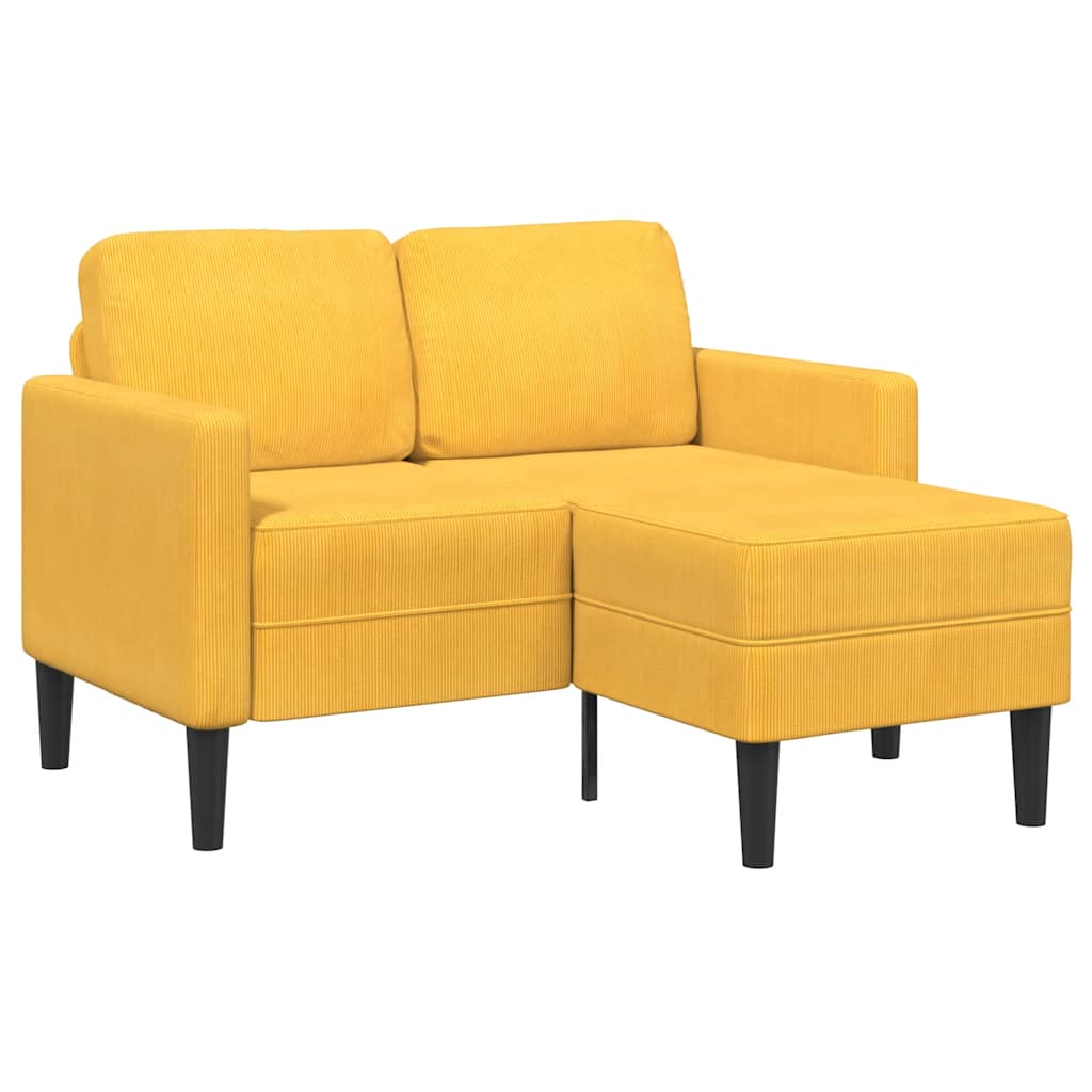 Sofá 2 lugares com chaise em l 125 cm linho amarelo-claro