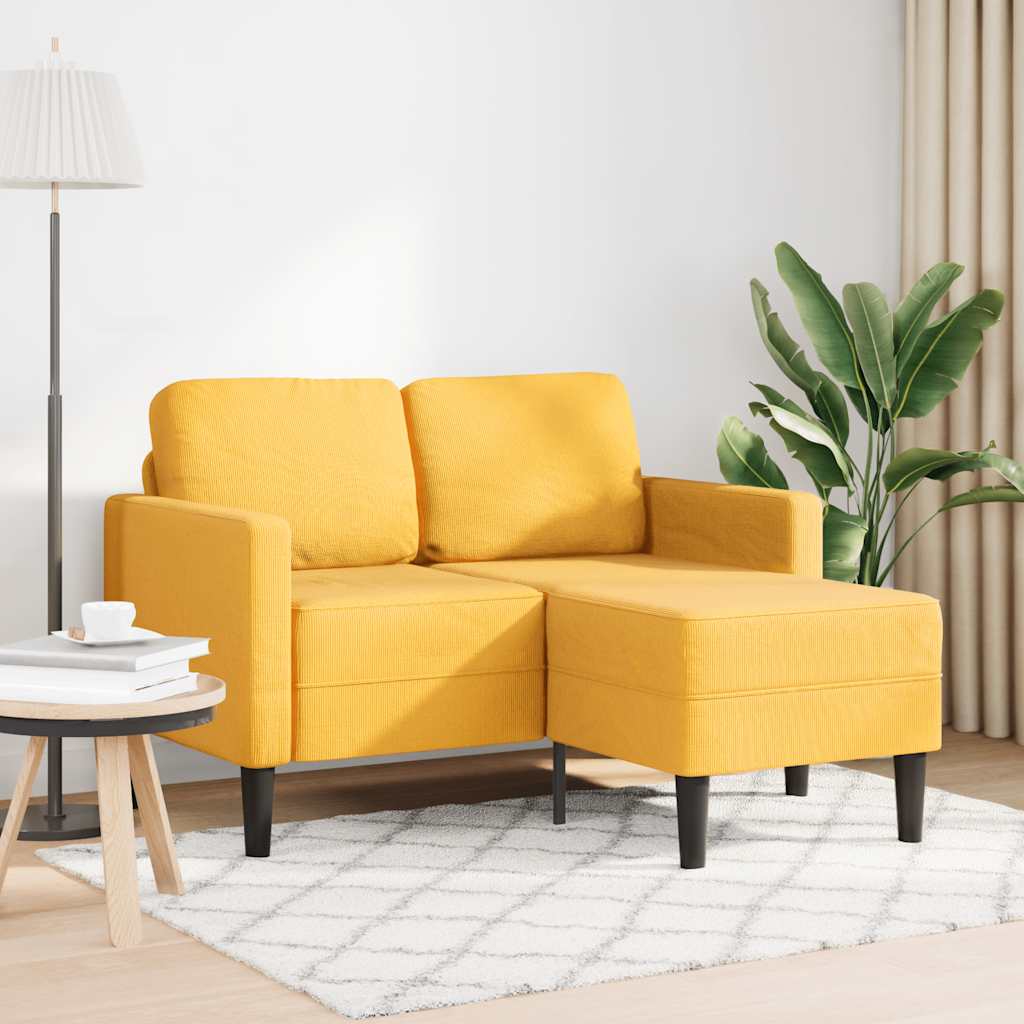 Sofá 2 lugares com chaise em l 125 cm linho amarelo-claro