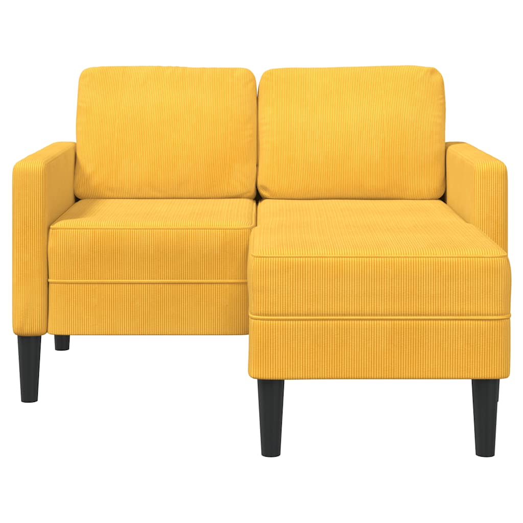 Sofá 2 lugares com chaise em l 125 cm linho amarelo-claro