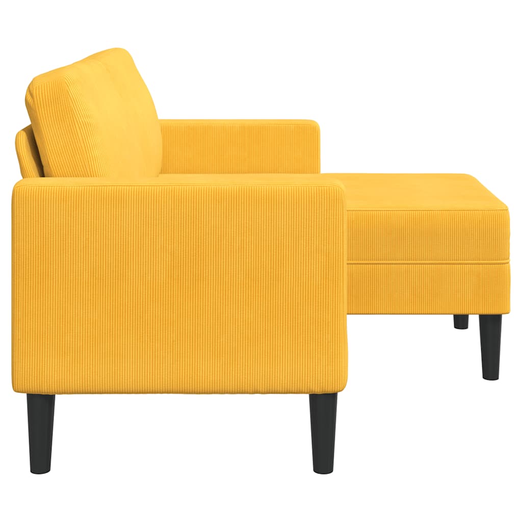 Sofá 2 lugares com chaise em l 125 cm linho amarelo-claro