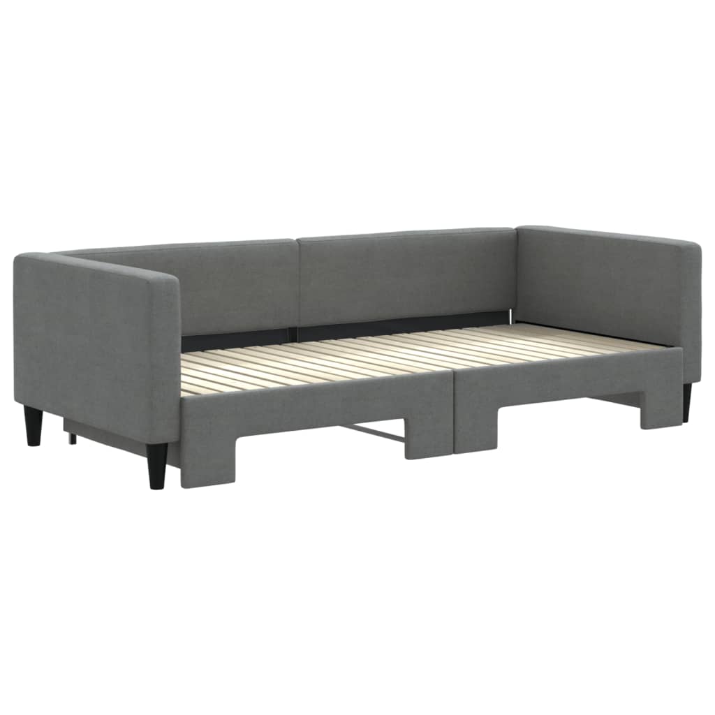 Sofá-cama com gavetão 90x200 cm tecido cinzento-escuro