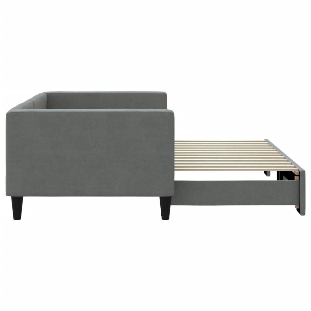 Sofá-cama com gavetão 90x200 cm tecido cinzento-escuro