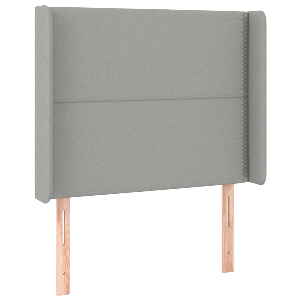 Cabeceira cama c/ luzes LED tecido 103x16x118/128cm cinza-claro