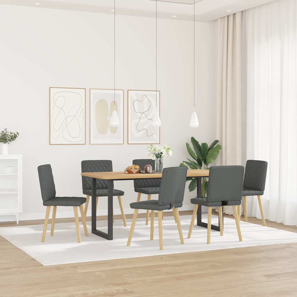 Cadeiras de jantar 6 pcs tecido cinzento-escuro