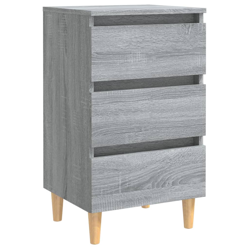 Mesa de cabeceira c/ pernas de madeira 40x35x69 cm sonoma cinza