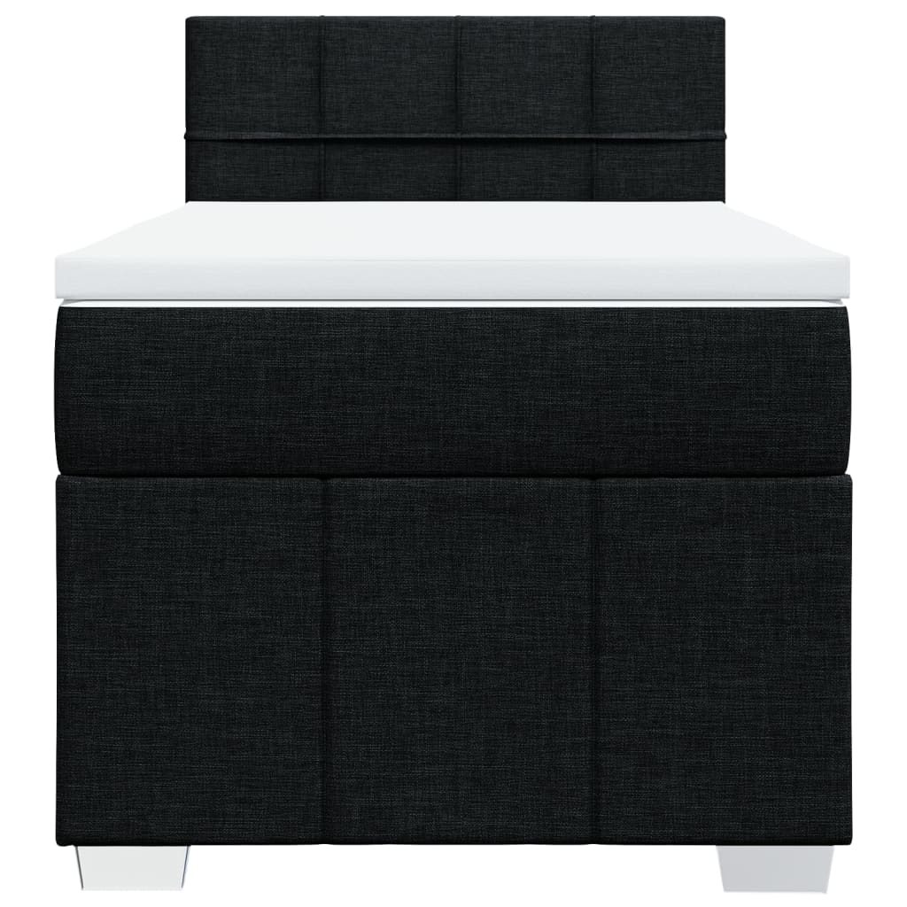 Cama com molas/colchão 90x200 cm tecido preto