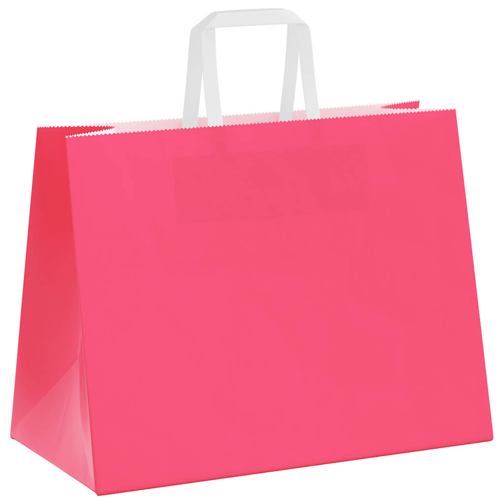 Sacos de papel 250 unid com alças rosa 32x17x25 cm