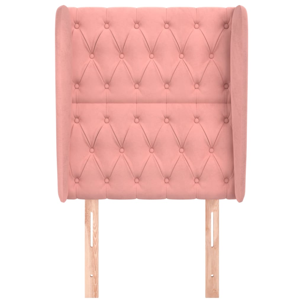 Cabeceira de cama c/ abas veludo 83x23x118/128 cm rosa