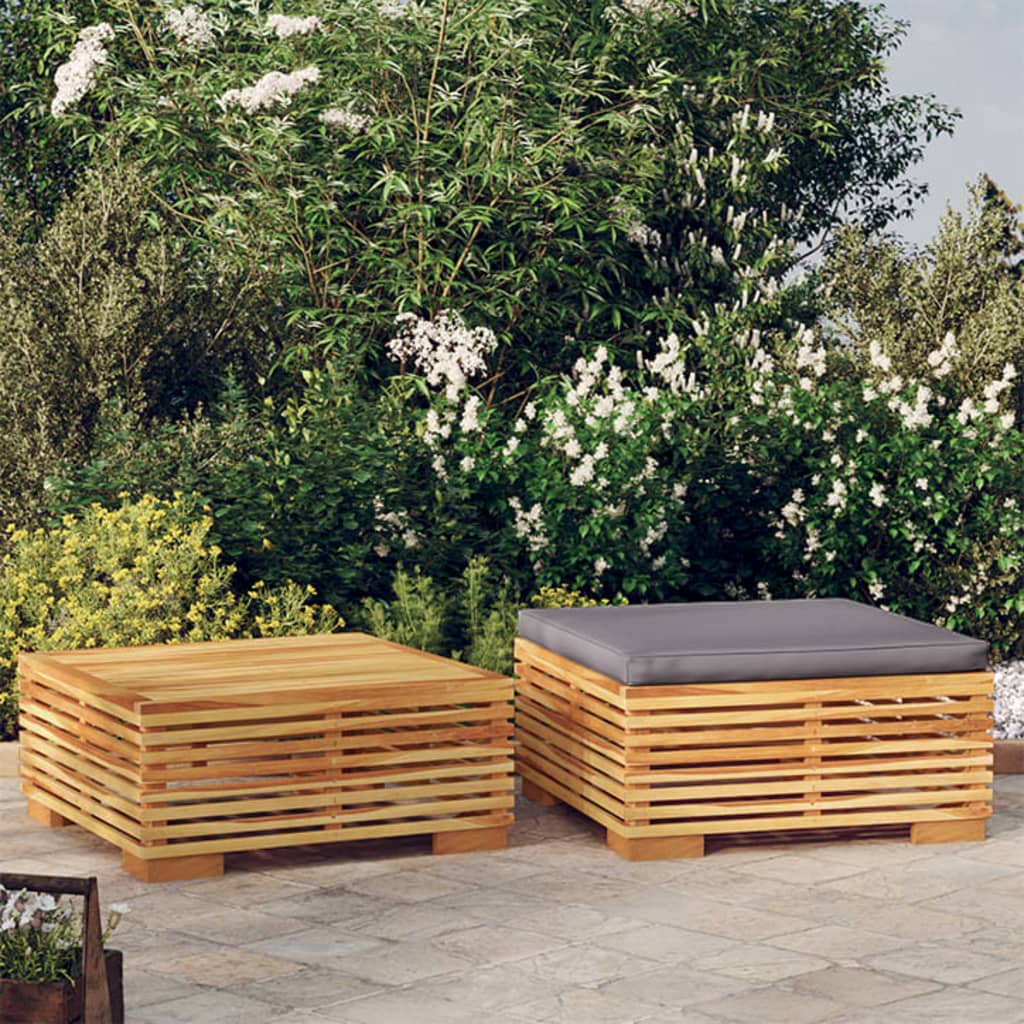 2 Pcs conjunto lounge de jardim madeira de teca maciça