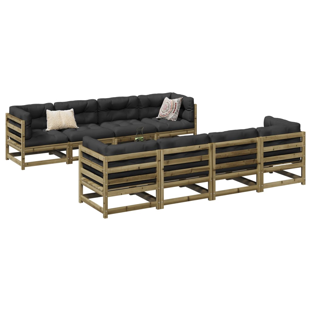 9 Pcs conjunto sofás jardim madeira de pinho impregnada