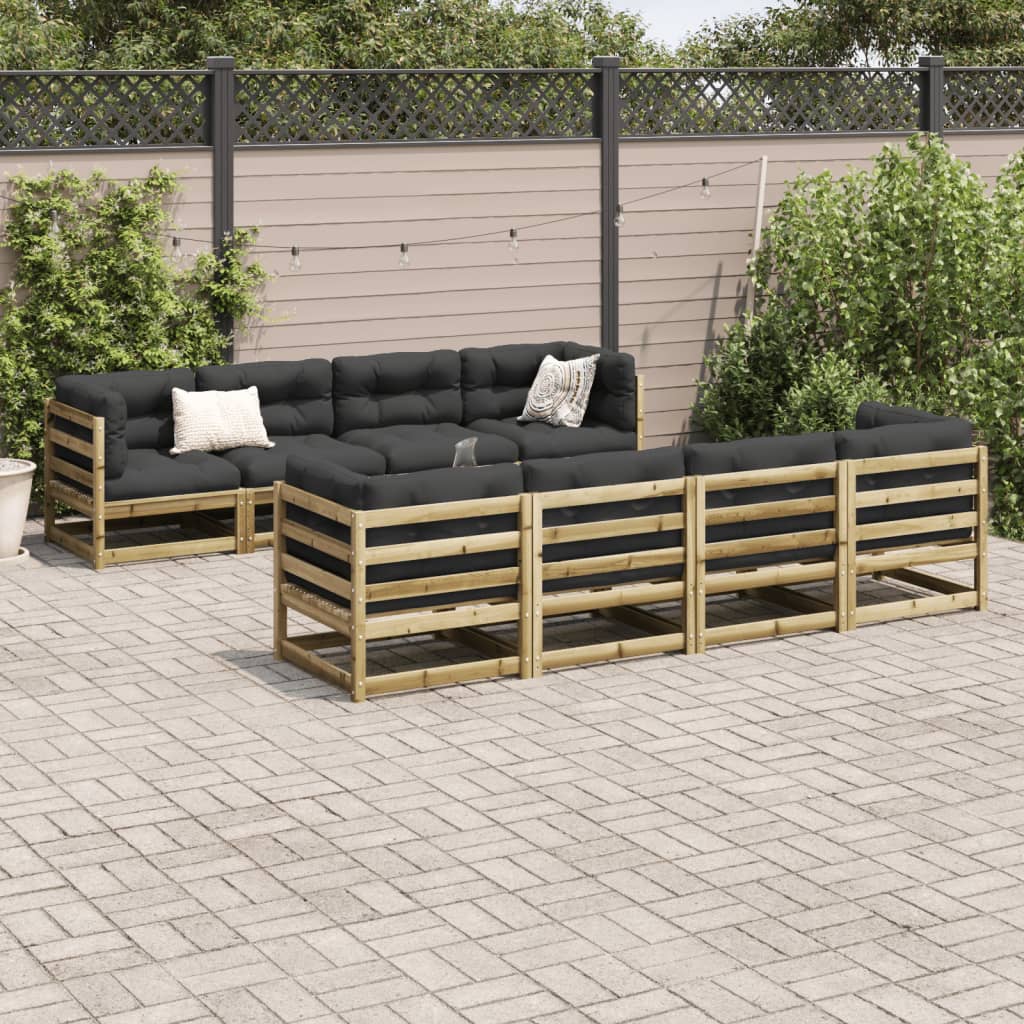 9 Pcs conjunto sofás jardim madeira de pinho impregnada