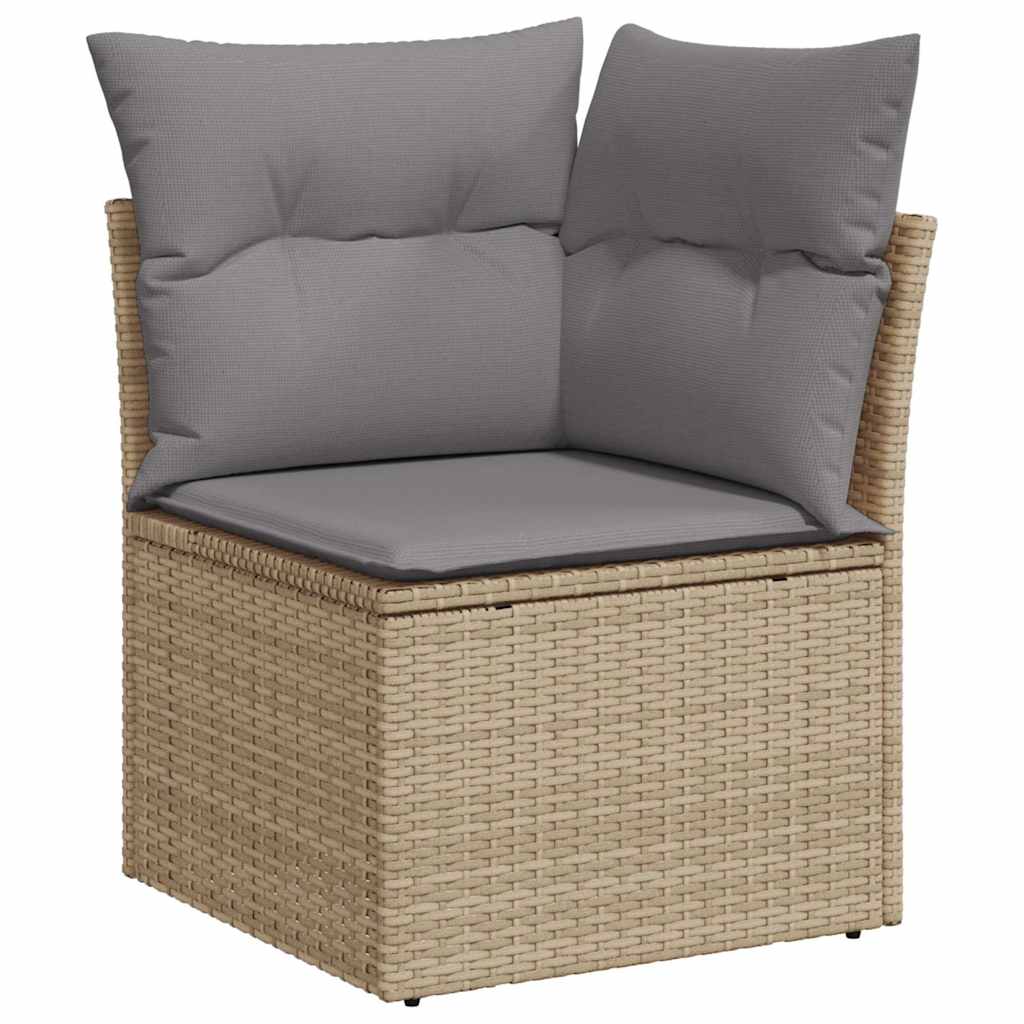 10 Pcs conjunto de sofás p/ jardim com almofadões vime PE bege