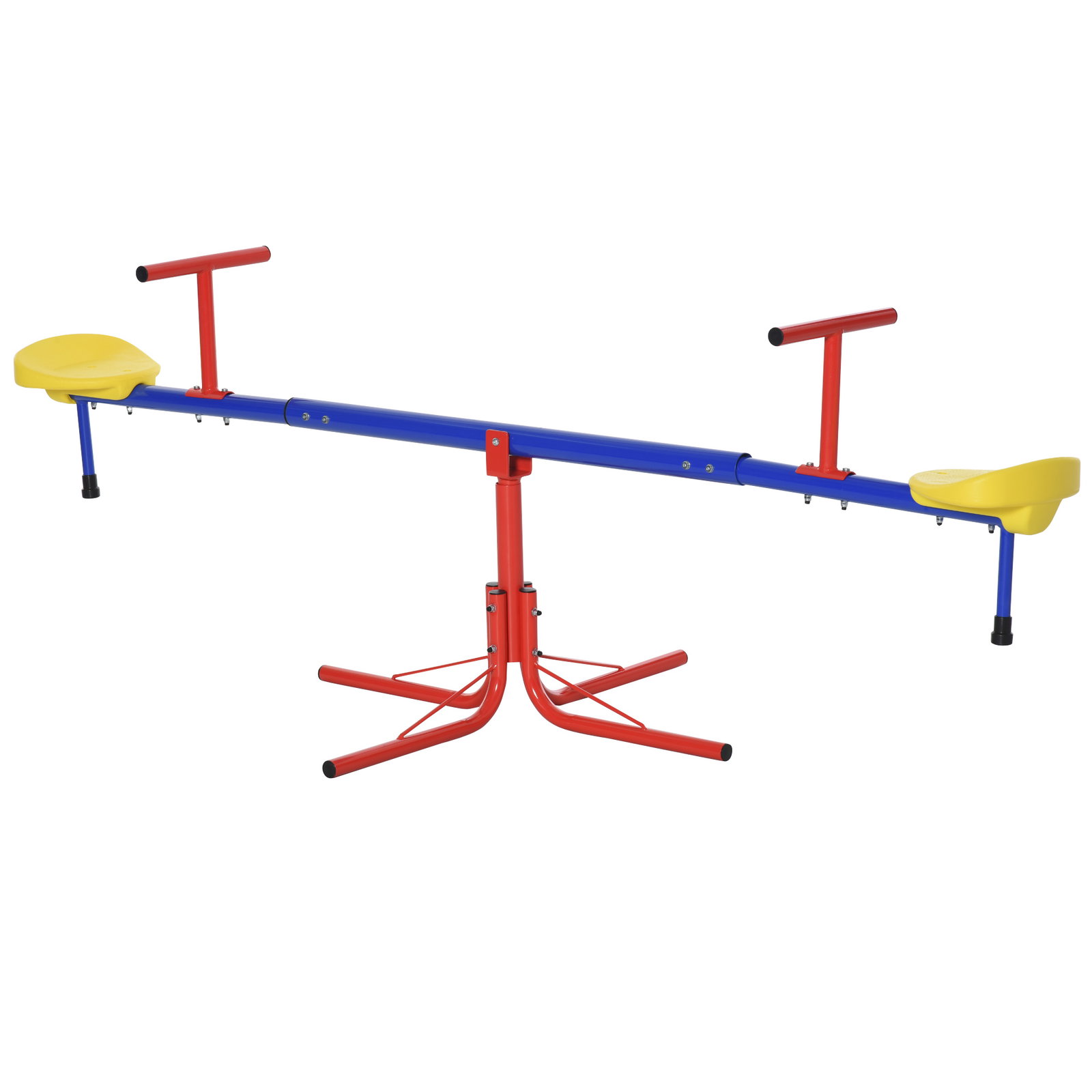Balanço giratória 360º para crianças acima de 3 anos com base de 4 hastes, postes de parada e alças de fácil aderência jardim pátio 182x77x43 cm multicolor