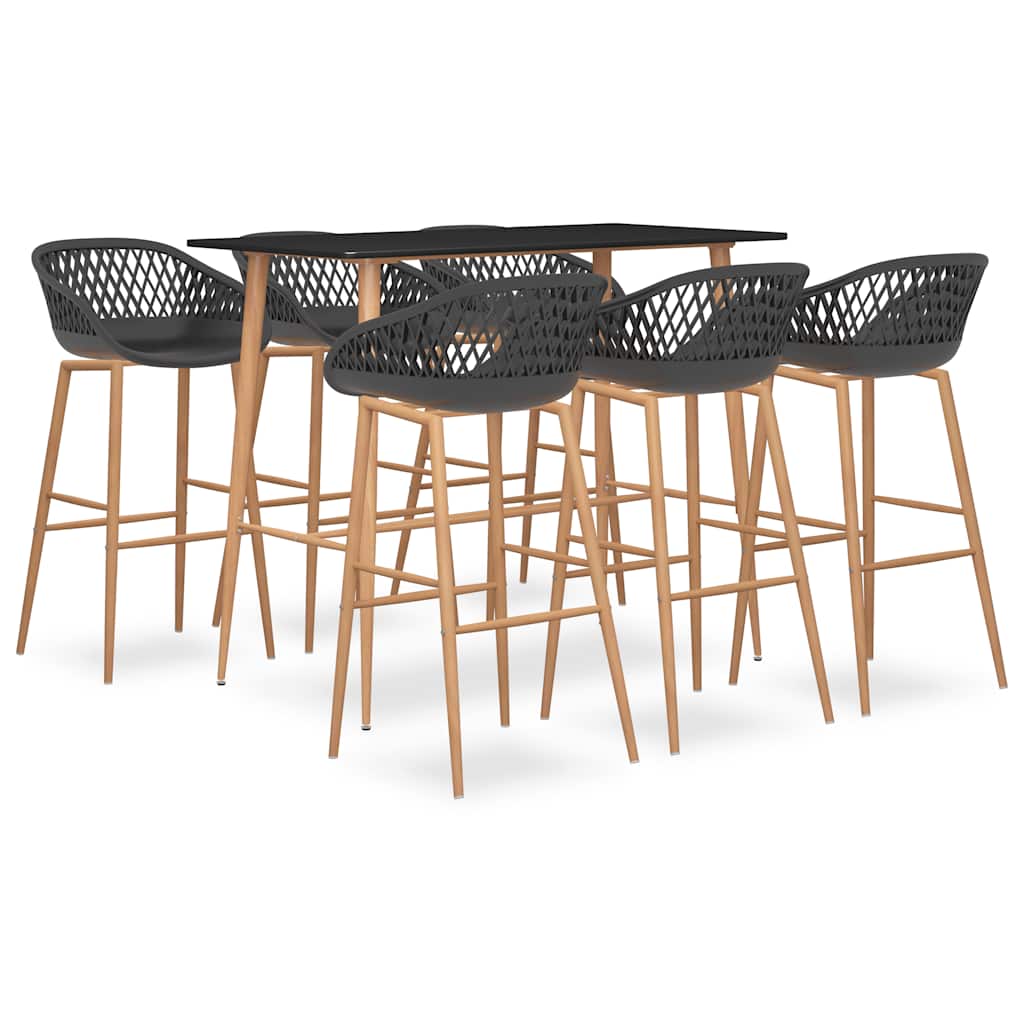 7 Pcs conjunto de bar preto e cinzento