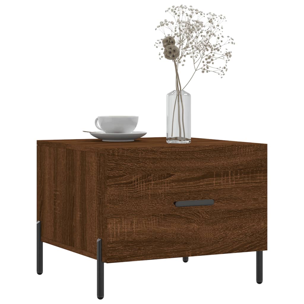Mesa centro 2 pcs 50x50x40 cm madeira proc. carvalho castanho