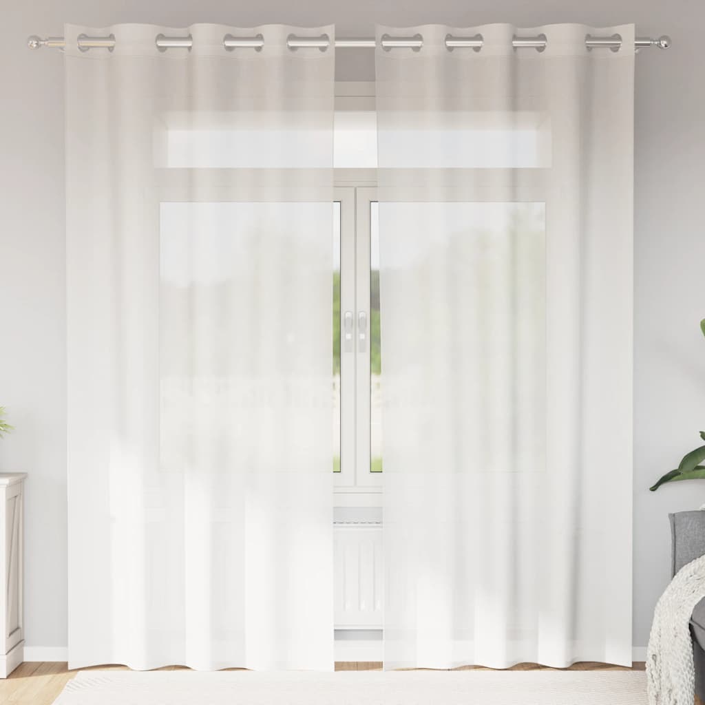 Cortinas de voile com ilhós 2 pcs branco