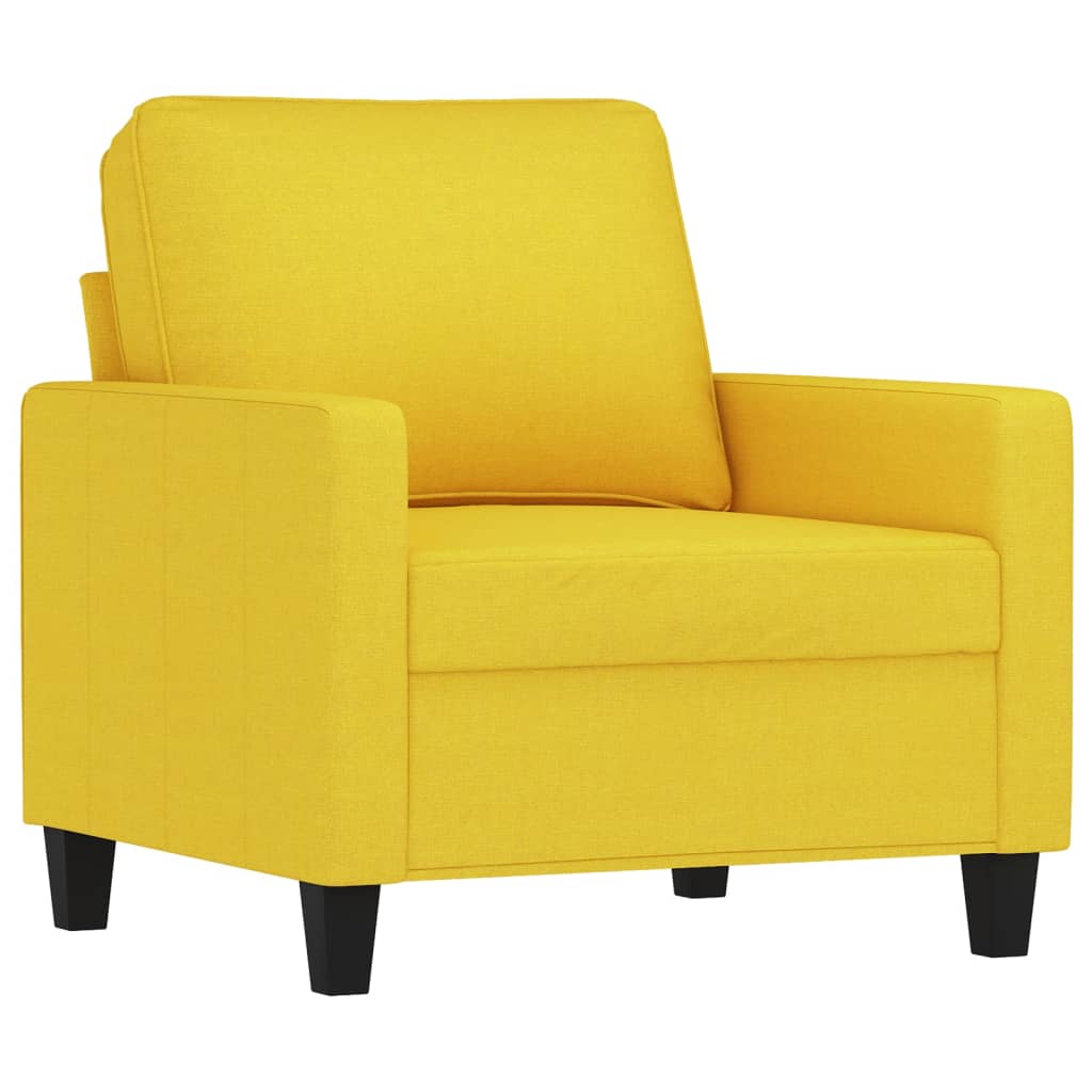 3 Pcs conjunto de sofás com almofadões tecido amarelo-claro