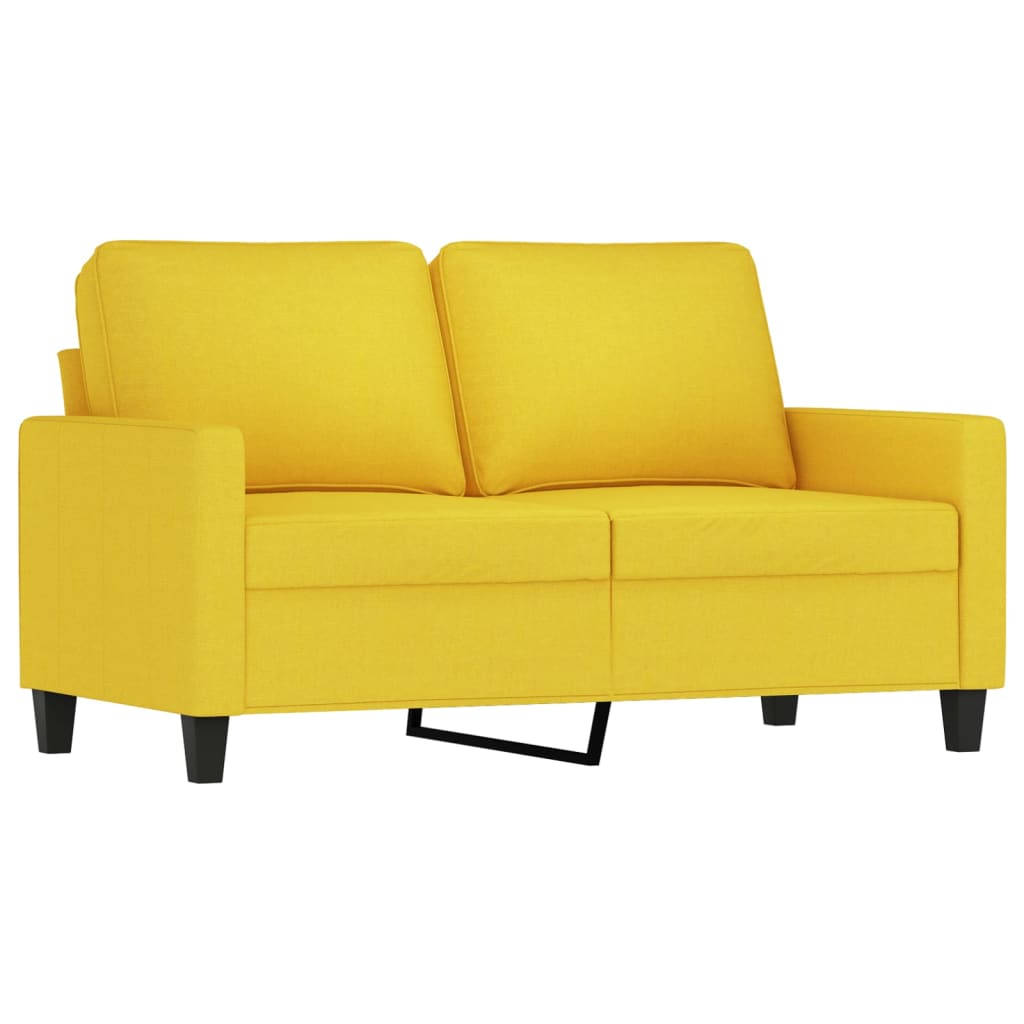3 Pcs conjunto de sofás com almofadões tecido amarelo-claro