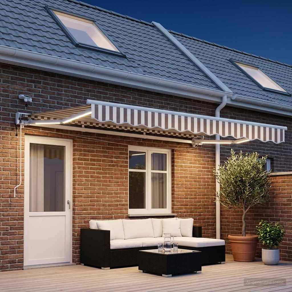 Toldo retrátil elétrico cinza claro e branco 5 x 3 m