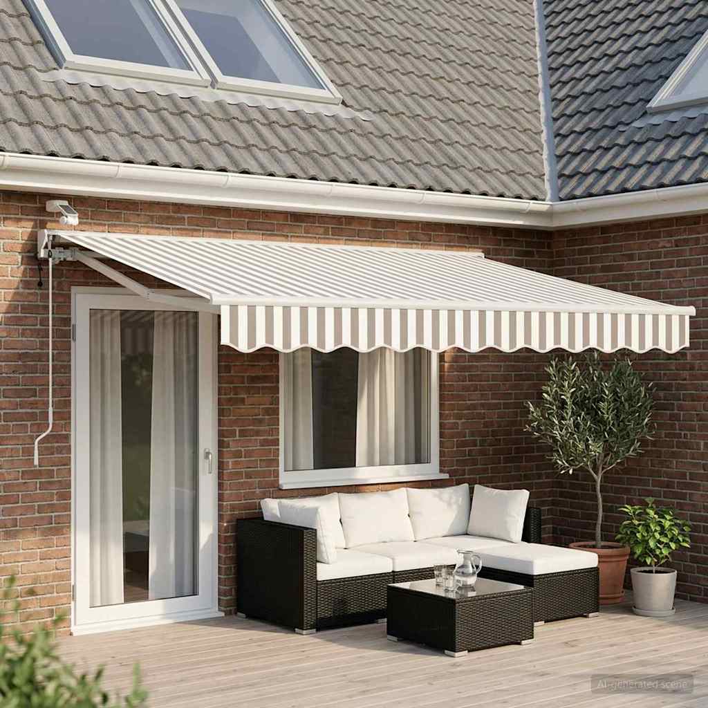 Toldo retrátil elétrico cinza claro e branco 5 x 3 m