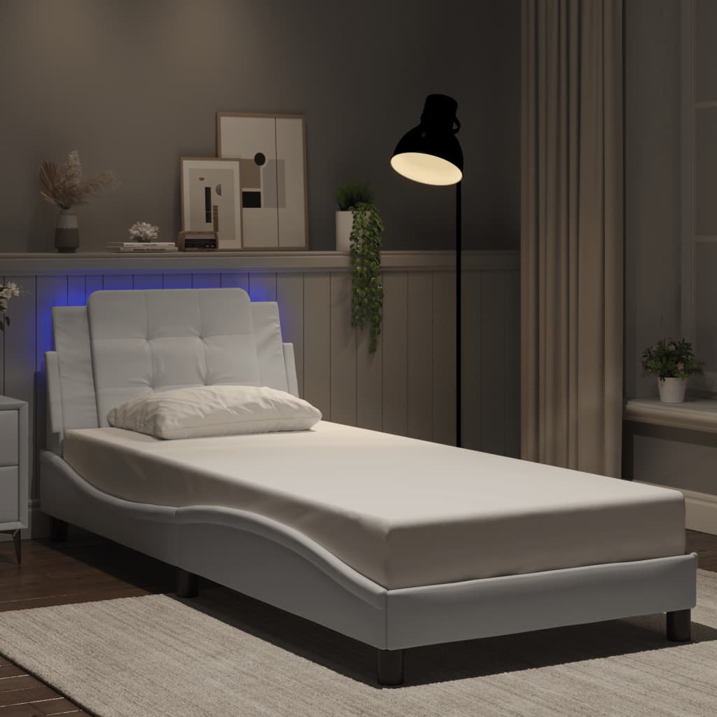 Estrutura de cama com LED sem colchão zadar 90x200cm branco