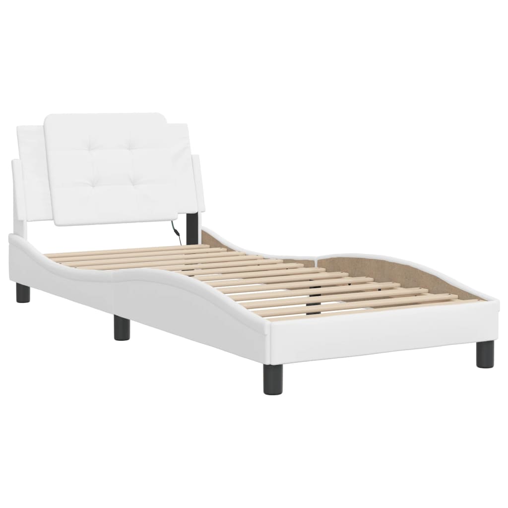 Estrutura de cama com LED sem colchão zadar 90x200cm branco
