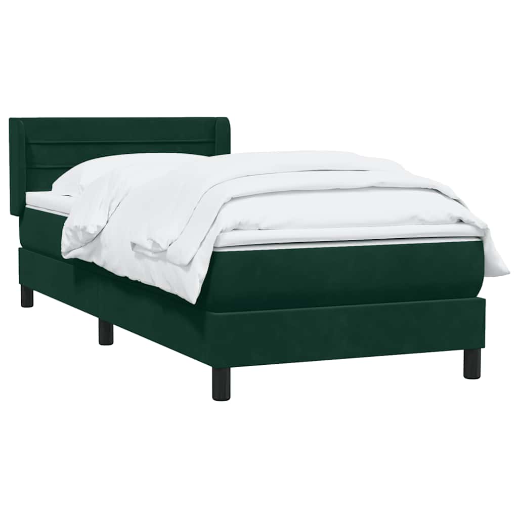 Cama com molas/colchão verde-escuro 80x220 cm veludo