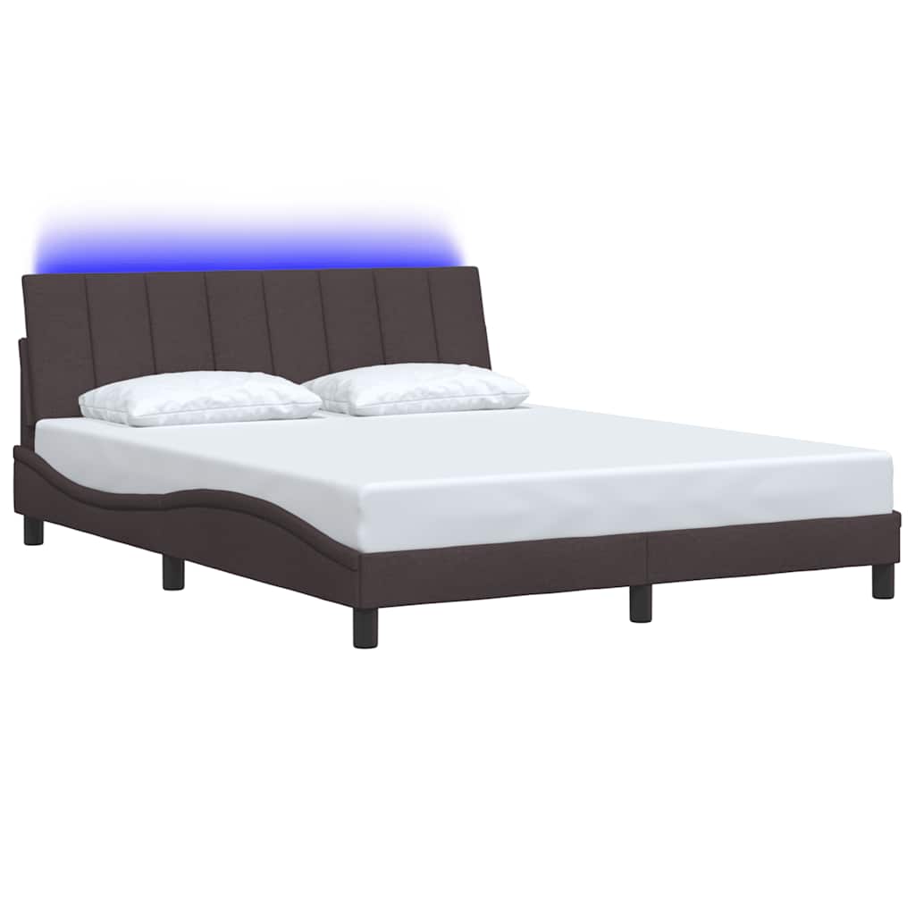 Estrutura de cama sem colchão hanko 160x200 cm tecido castanho-escuro