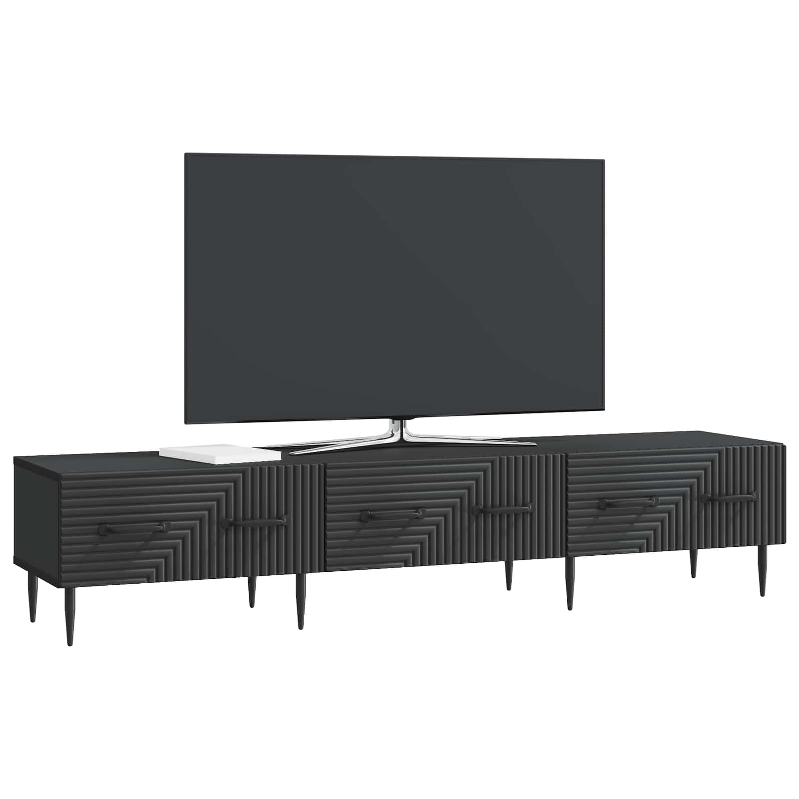 Gabinete para TV preto 147 x 34,5 x 30 cm derivados de madeira