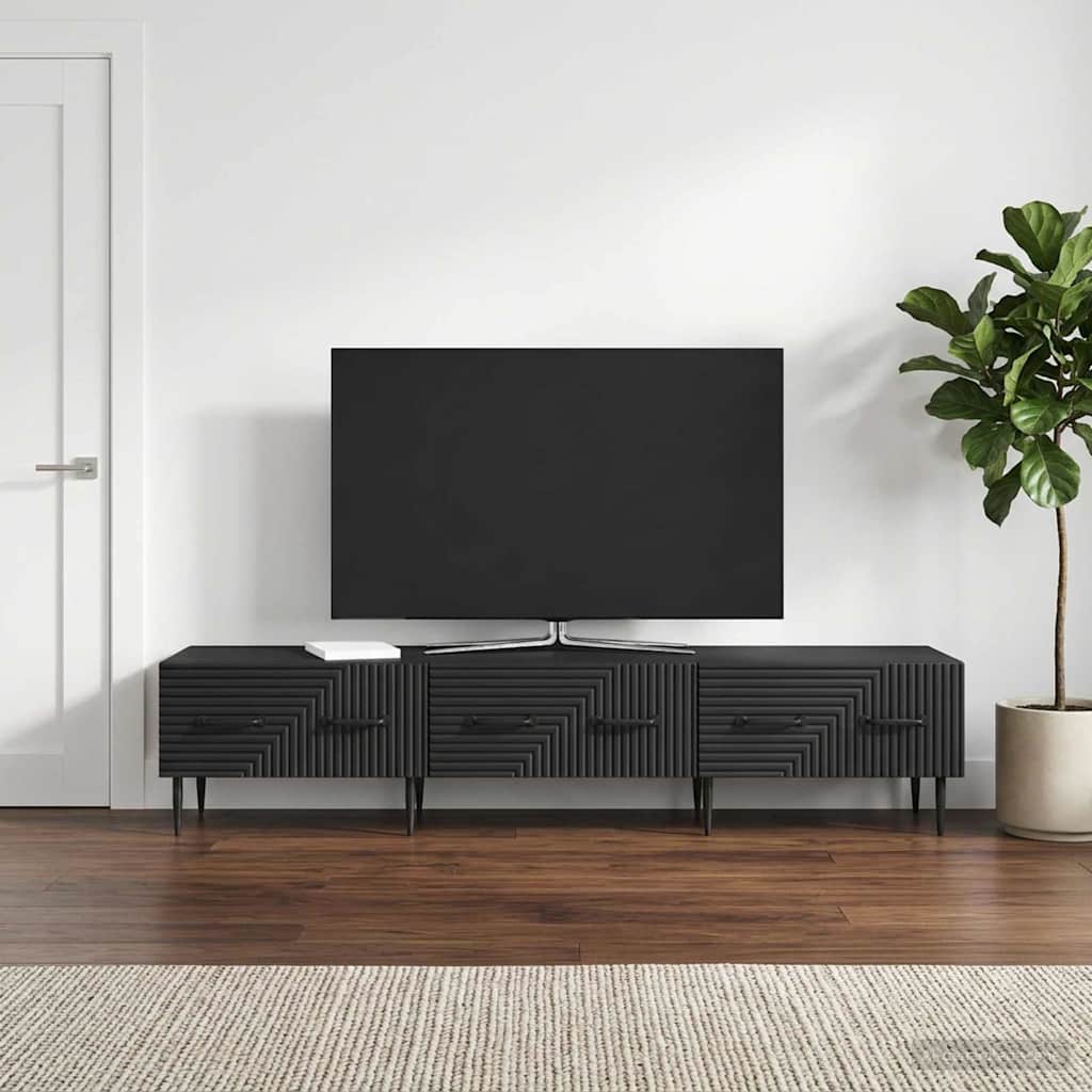 Gabinete para TV preto 147 x 34,5 x 30 cm derivados de madeira