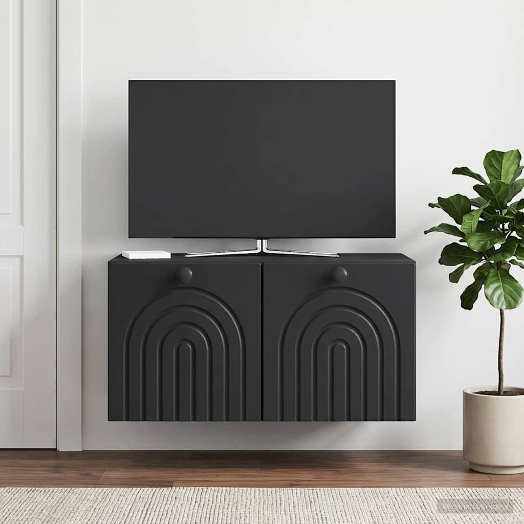 Gabinete de TV de parede preto 59,5 x 41 x 30 cm