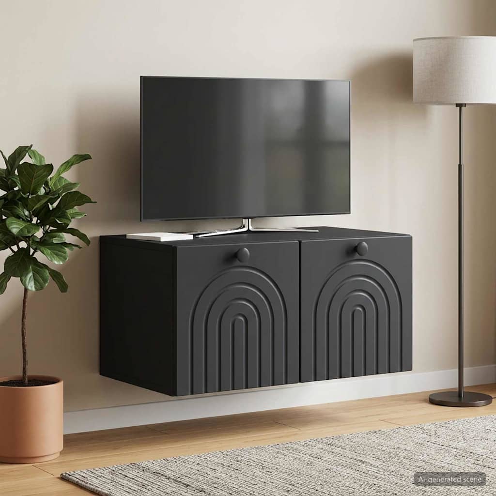 Gabinete de TV de parede preto 59,5 x 41 x 30 cm