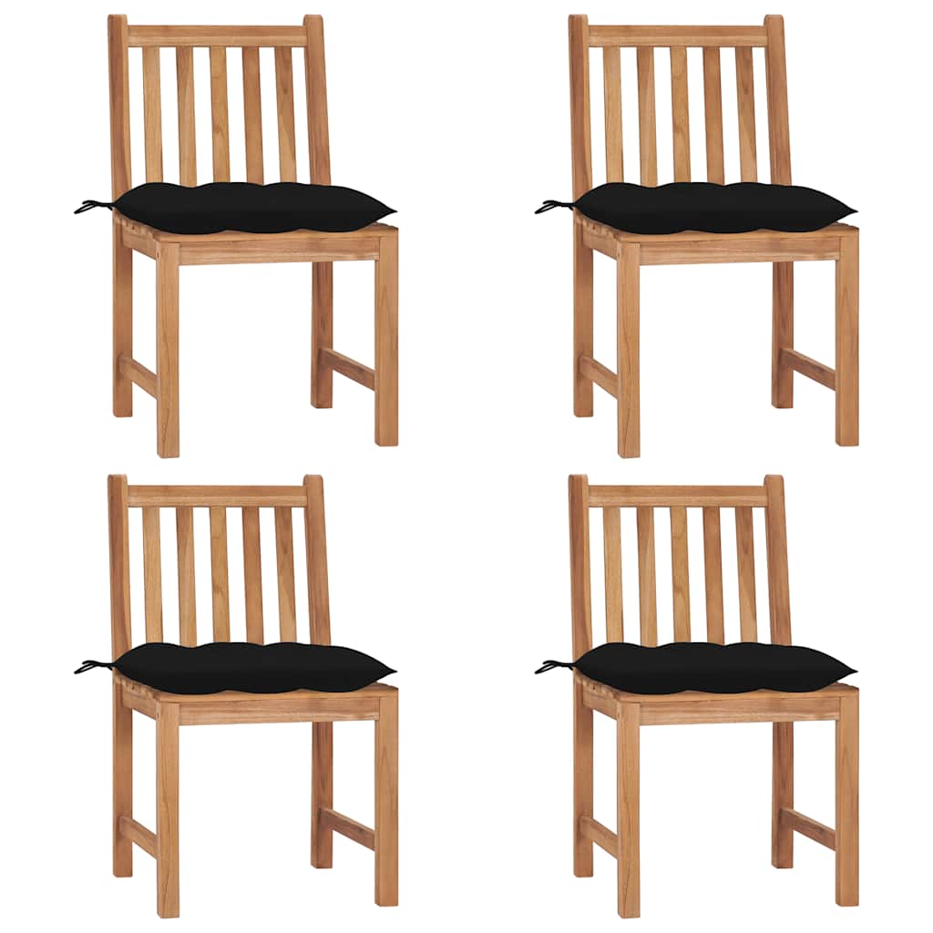 Cadeiras de jardim c/ almofadões 4 pcs madeira de teca maciça