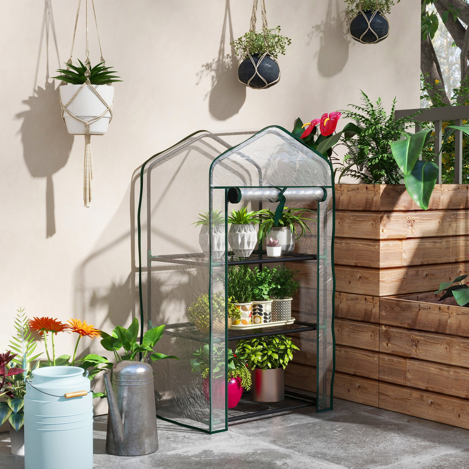 Estufa de jardim de 3 níveis estufa de terraço com 3 prateleiras para cultivo de plantas flores 59x39x127 cm transparente