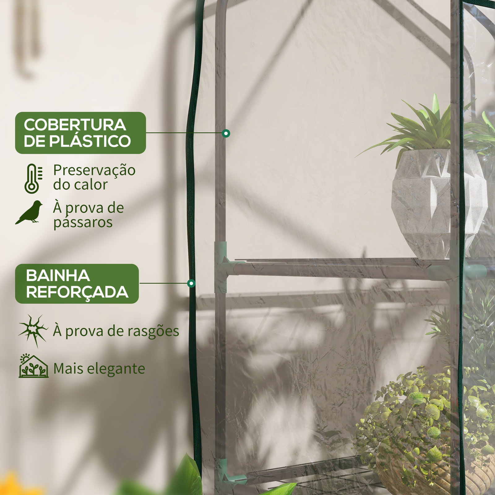 Estufa de jardim de 3 níveis estufa de terraço com 3 prateleiras para cultivo de plantas flores 59x39x127 cm transparente