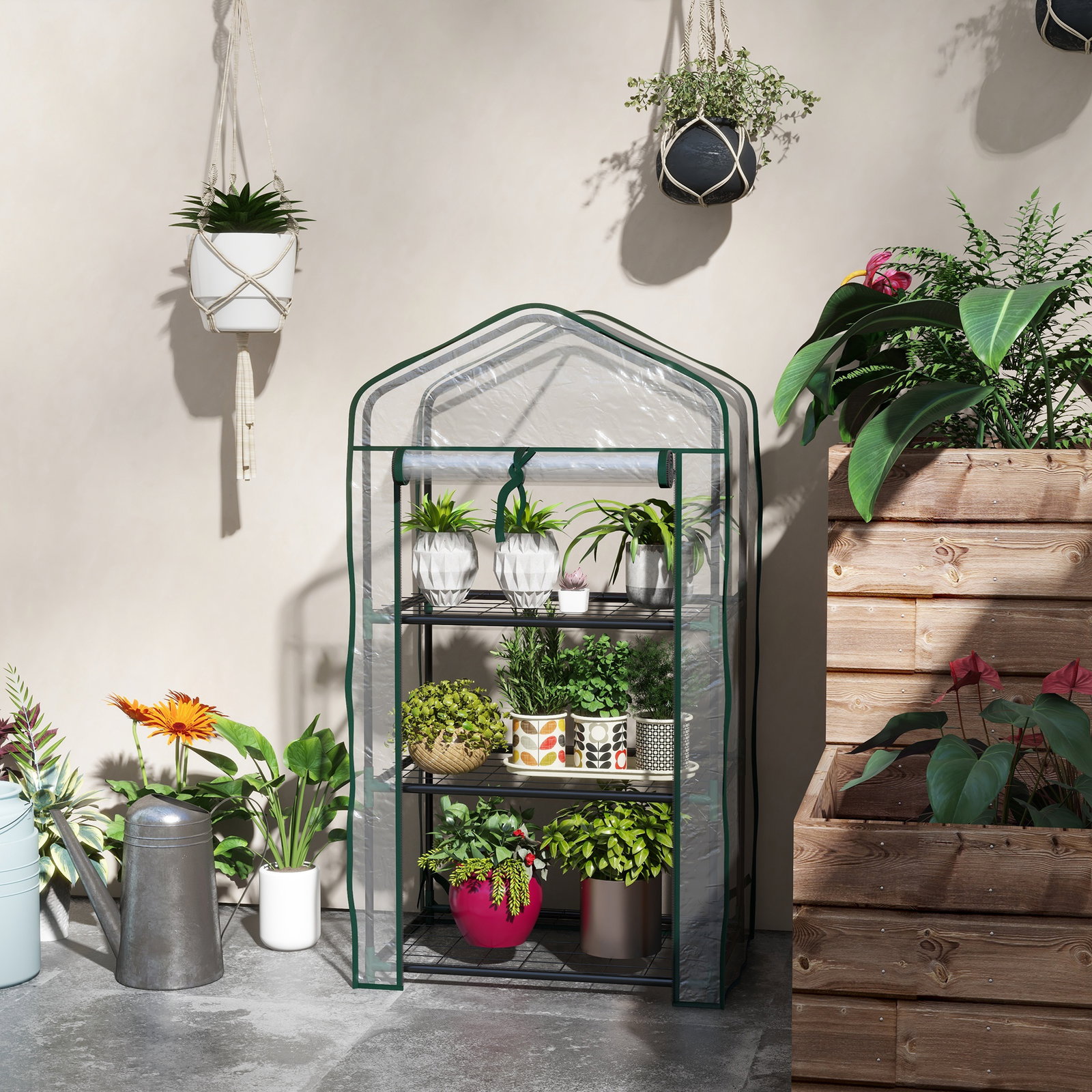Estufa de jardim de 3 níveis estufa de terraço com 3 prateleiras para cultivo de plantas flores 59x39x127 cm transparente
