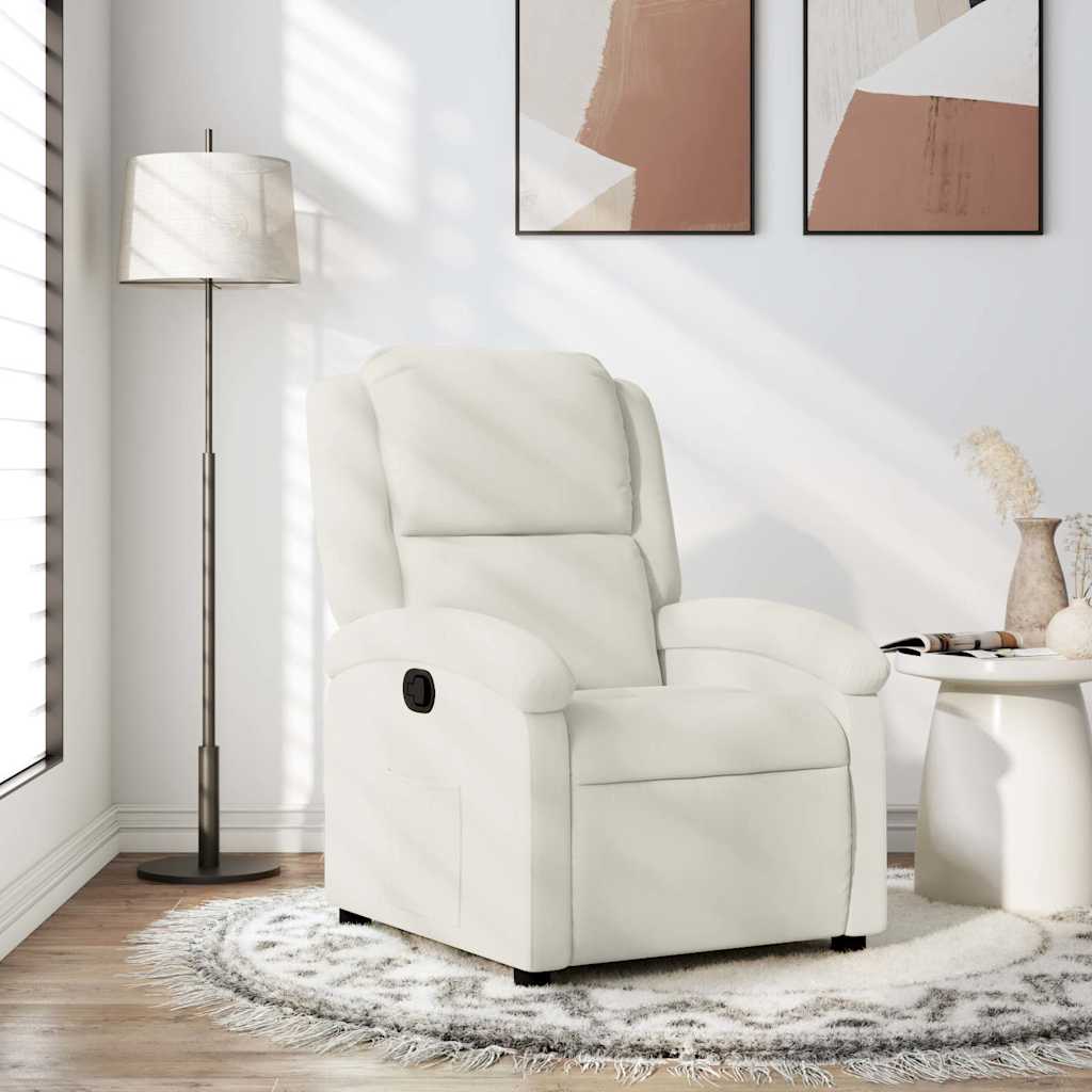 Poltrona reclinável veludo creme