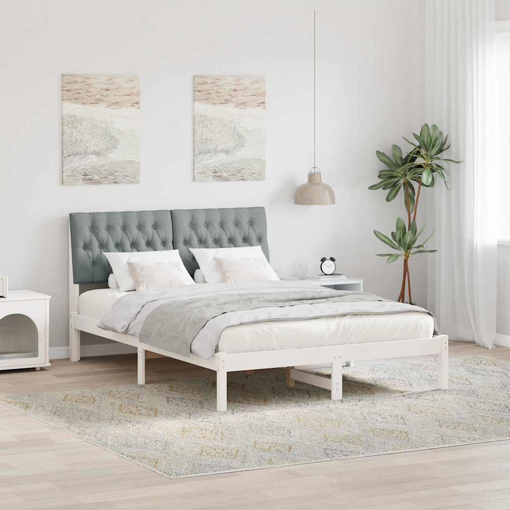 Estrutura de cama com cabeceira estofada branco 135 x 190 cm
