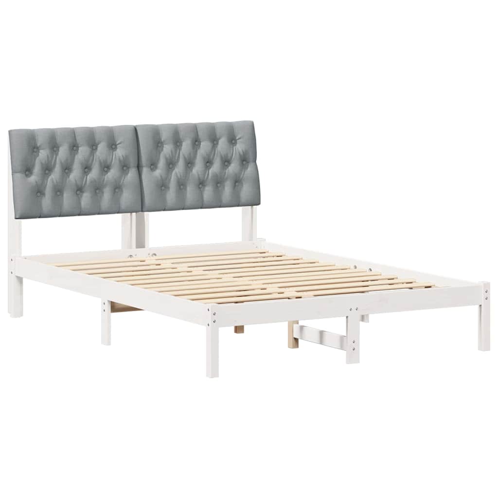 Estrutura de cama com cabeceira estofada branco 135 x 190 cm