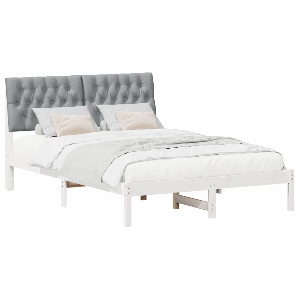 Estrutura de cama com cabeceira estofada branco 135 x 190 cm
