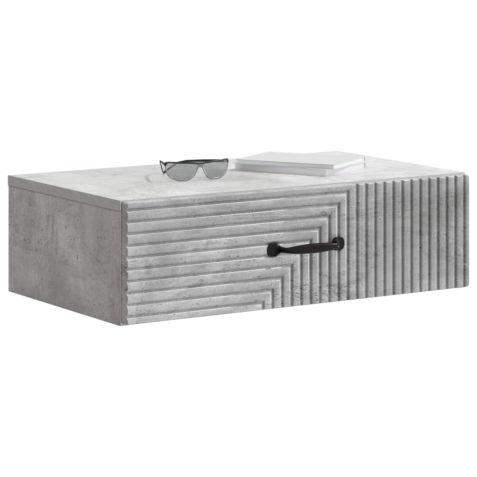 Mesa lateral de parede cinzento cimento 59 x 34,5 x 17 cm