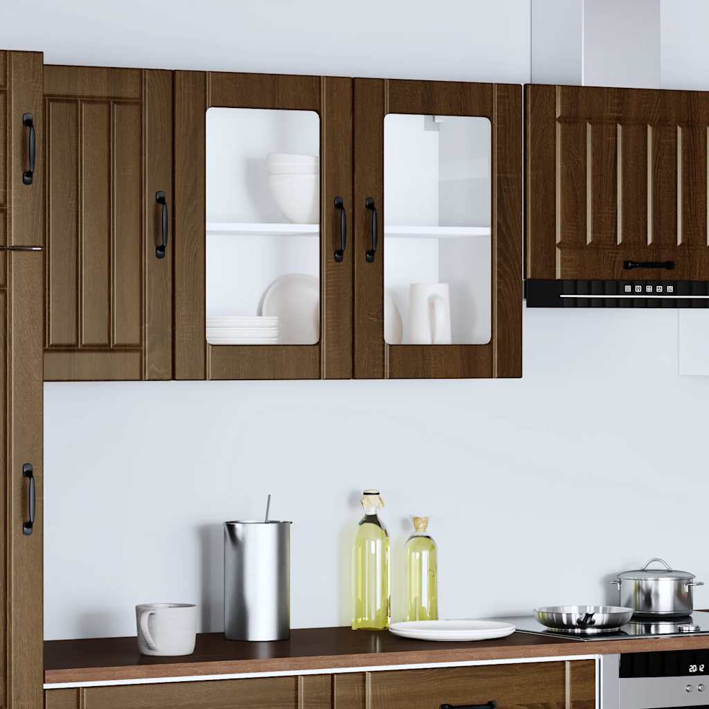 Armário de parede cozinha porta vidro lucca carvalho castanho
