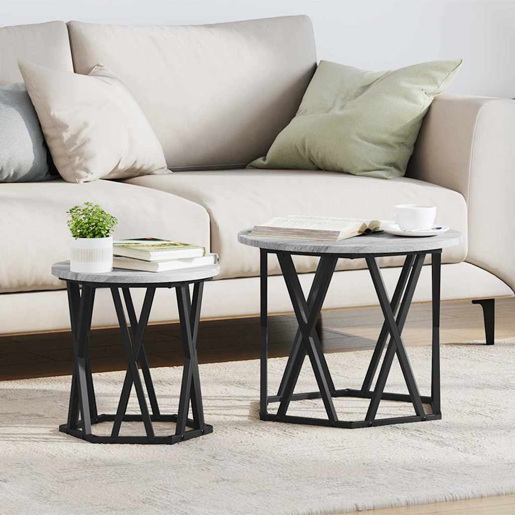 Mesa de centro 2 unid. cinza sonoma 50 x 50 x 50 cm