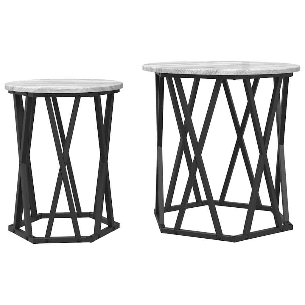 Mesa de centro 2 unid. cinza sonoma 50 x 50 x 50 cm