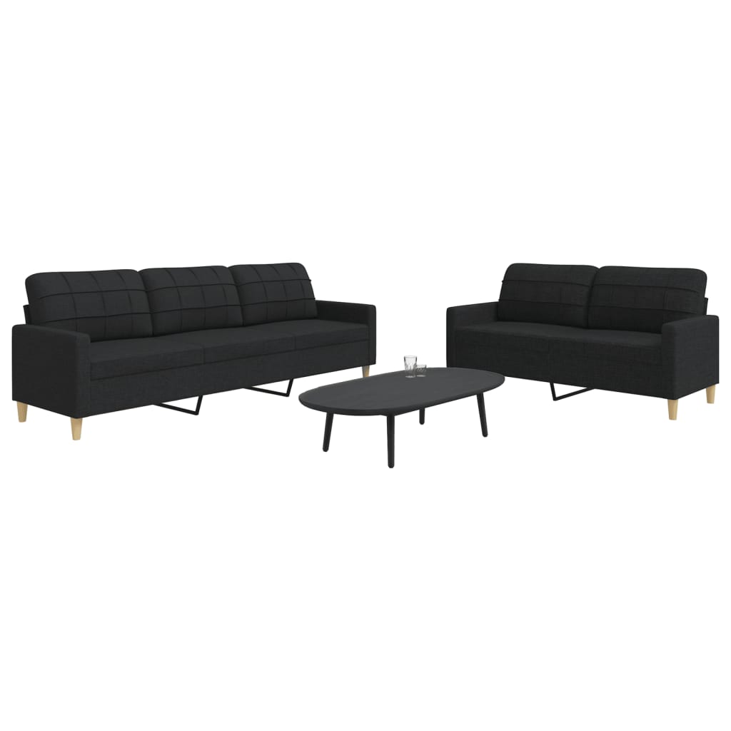 2 Pcs conjunto de sofás tecido preto