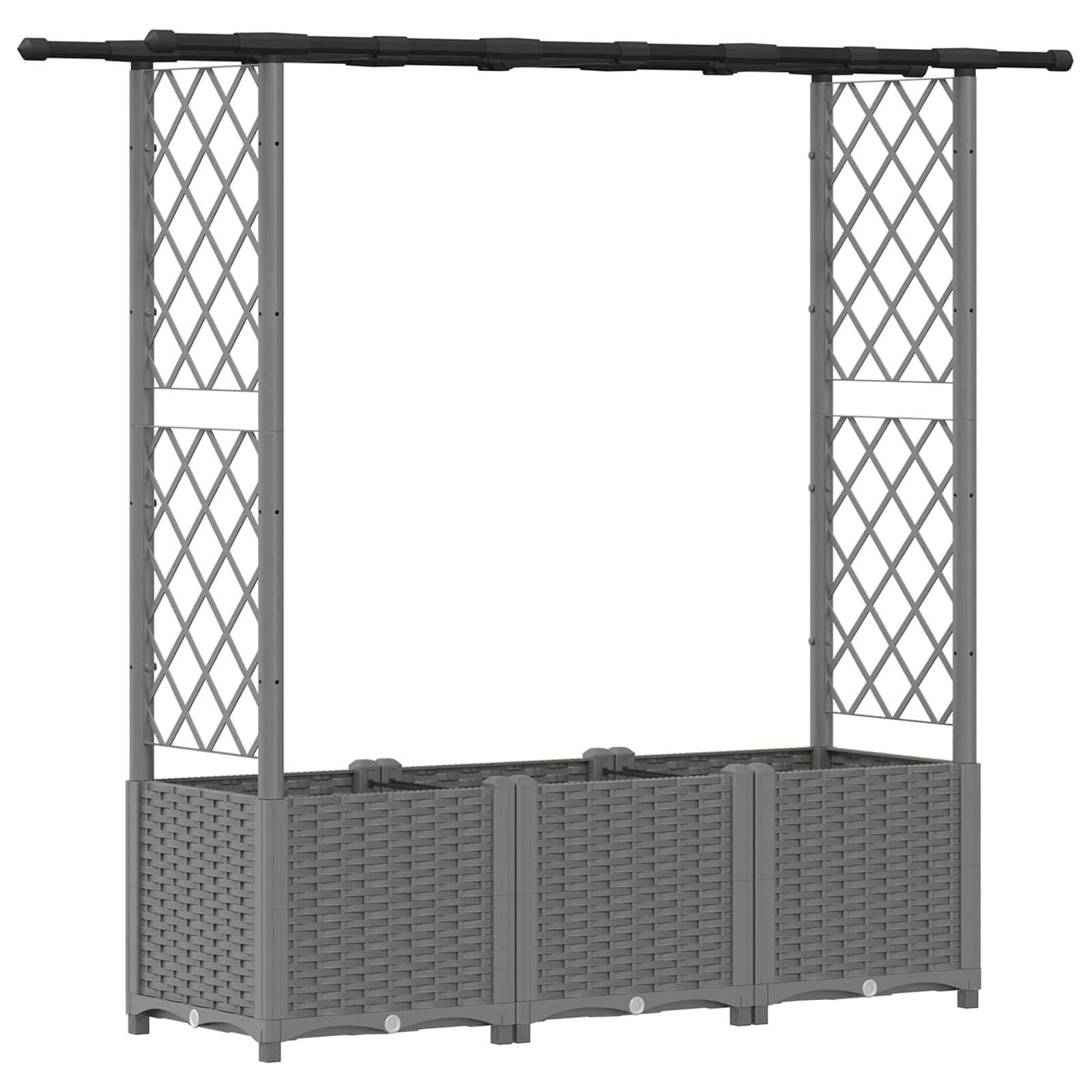 Cama elevada com treliça e telhado cinzento-claro PP