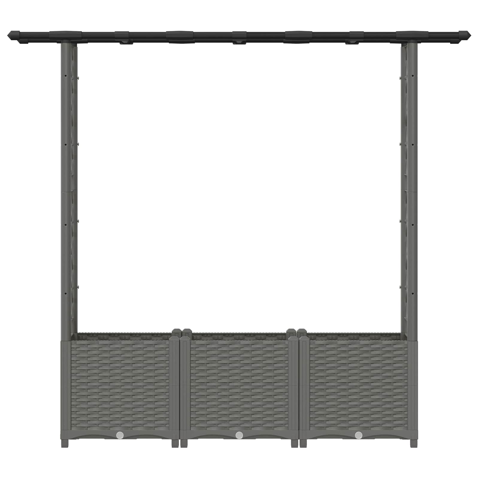 Cama elevada com treliça e telhado cinzento-claro PP