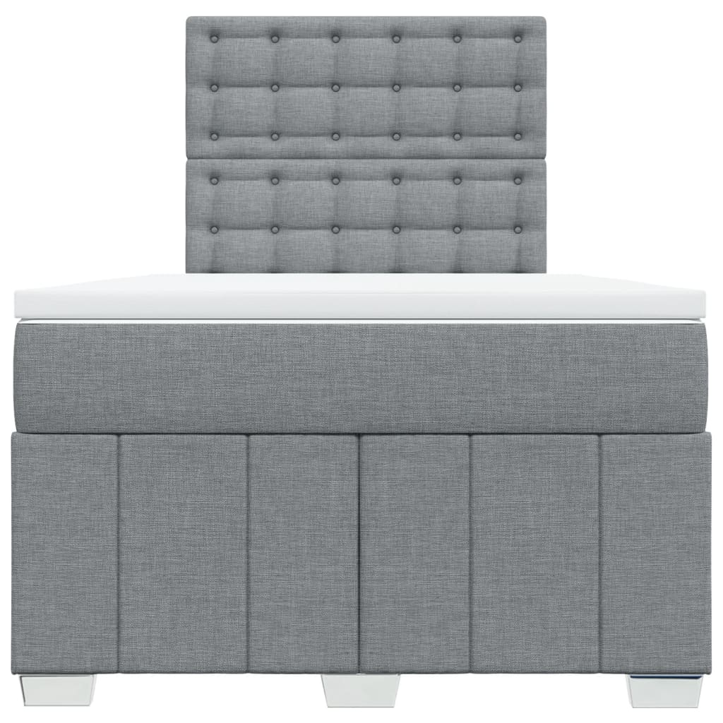 Cama boxspring com colchão 120x190 cm tecido cinzento-claro