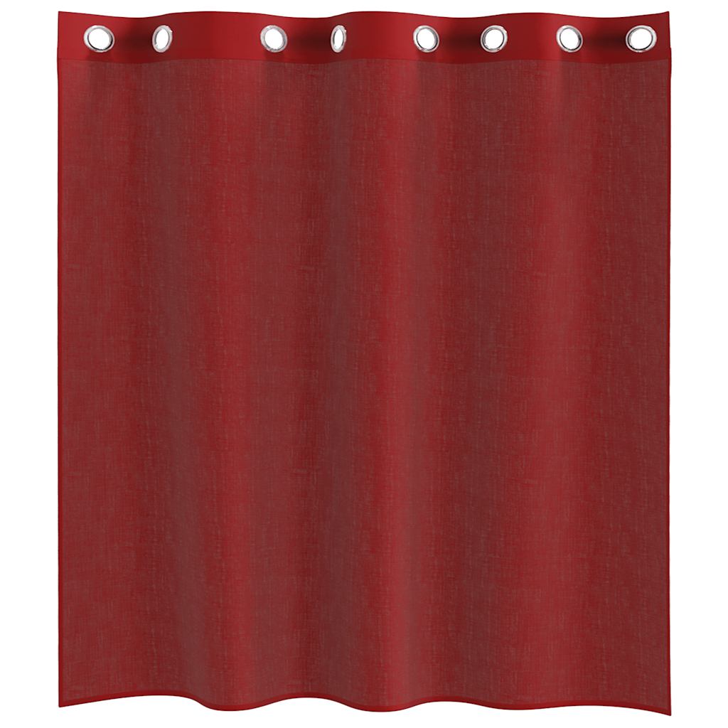 Cortinas de voile com ilhós 2 pcs vermelho tinto